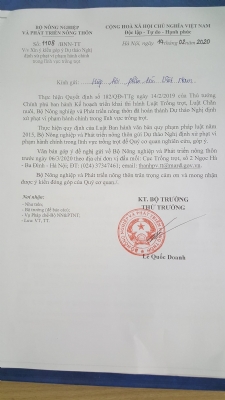 V/v xin ý kiến góp ý Dự thảo Nghị định xử phạt vi phạm hành chính trong lĩnh vực trồng trọt